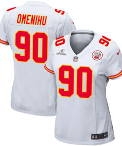 Charles Omenihu 90 Kansas City Chiefs Super Bowl LVIII Patch Game Women Jersey - White JS7632 nicesnker