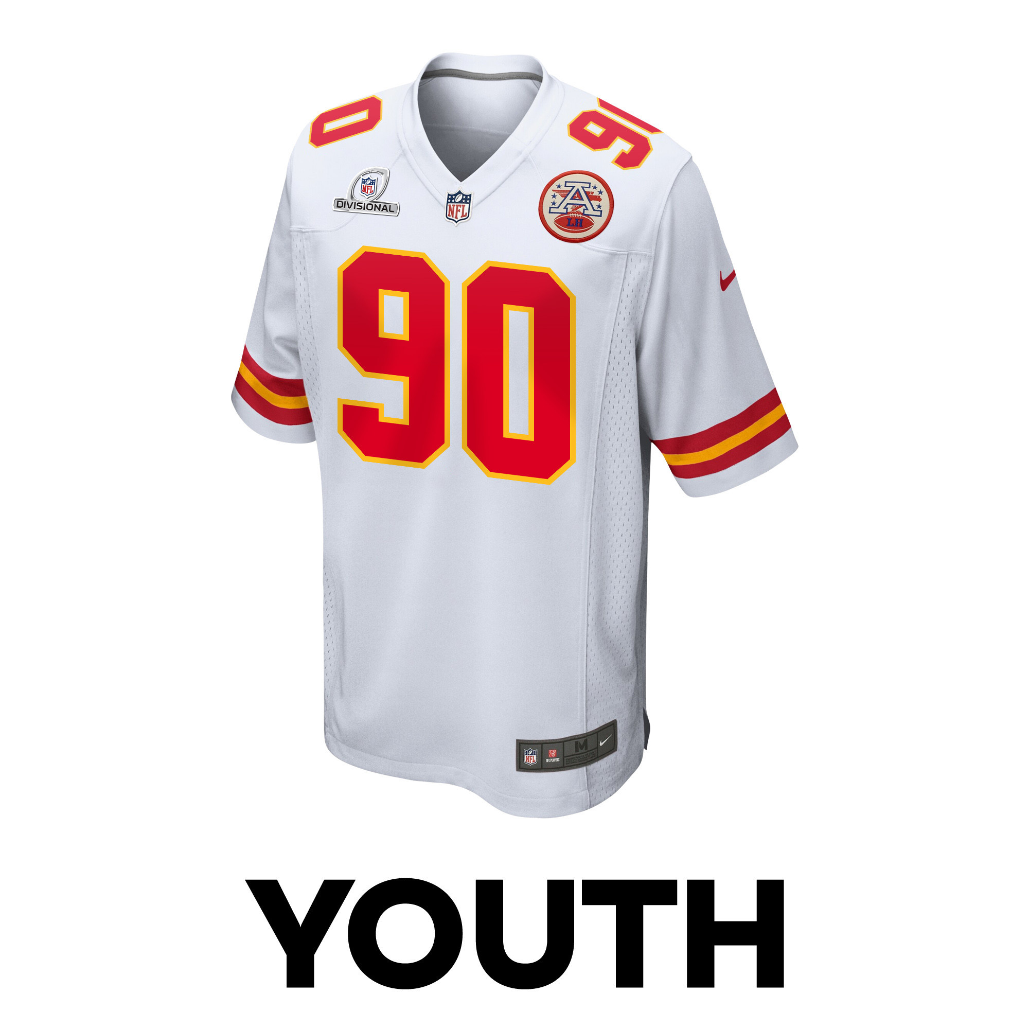 Charles Omenihu 90 Kansas City Chiefs Super Bowl LVIII Patch Game YOUTH Jersey - White JS8555 nicesnker - Image 2