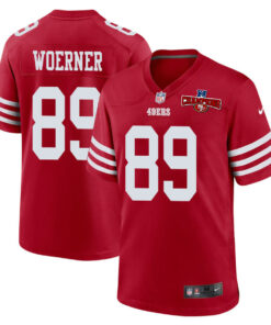 Charlie Woerner 89 San Francisco 49ers NFC Champions Patch Game Men Jersey - Scarlet JS9463 nicesnker