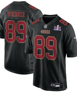 Charlie Woerner 89 San Francisco 49ers Super Bowl LVIII Patch Fashion Game Men Jersey - Carbon Black JS9919 nicesnker