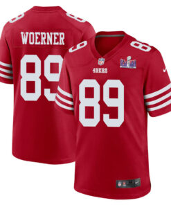 Charlie Woerner 89 San Francisco 49ers Super Bowl LVIII Patch Game Men Jersey - Scarlet JS7630 nicesnker