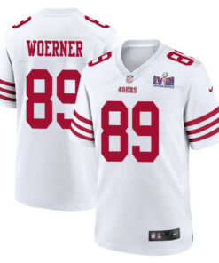 Charlie Woerner 89 San Francisco 49ers Super Bowl LVIII Patch Game Men Jersey - White JS1530 nicesnker