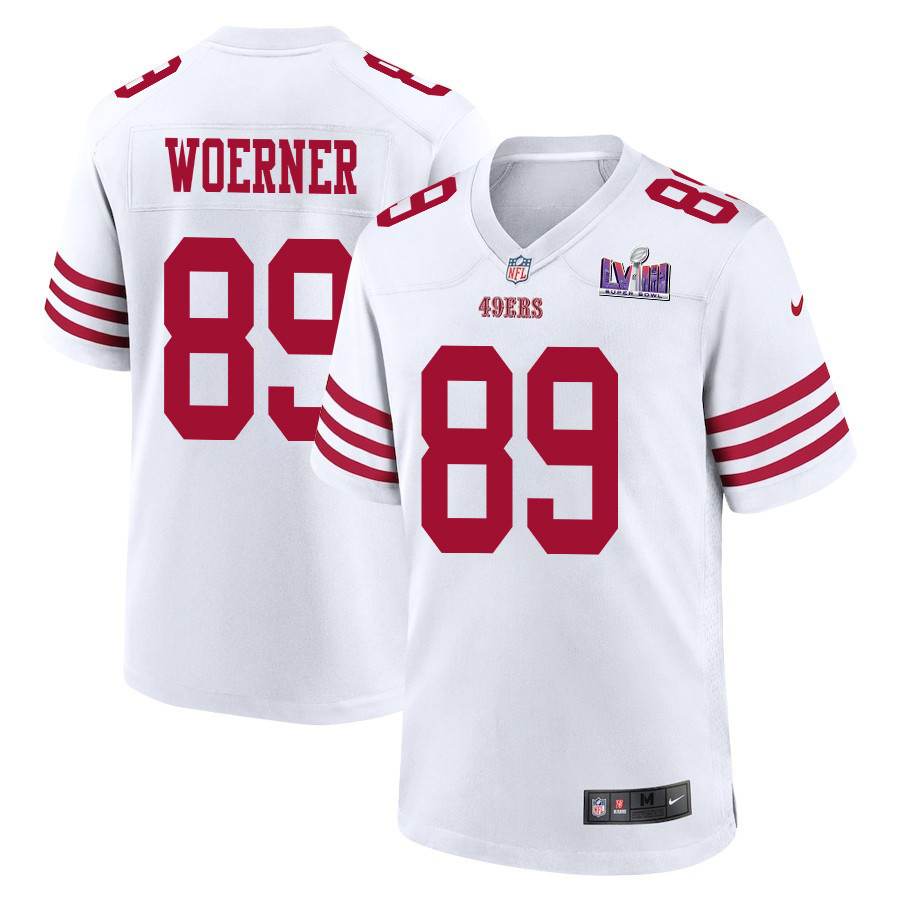 Charlie Woerner 89 San Francisco 49ers Super Bowl LVIII Patch Game Men Jersey - White JS1530 nicesnker