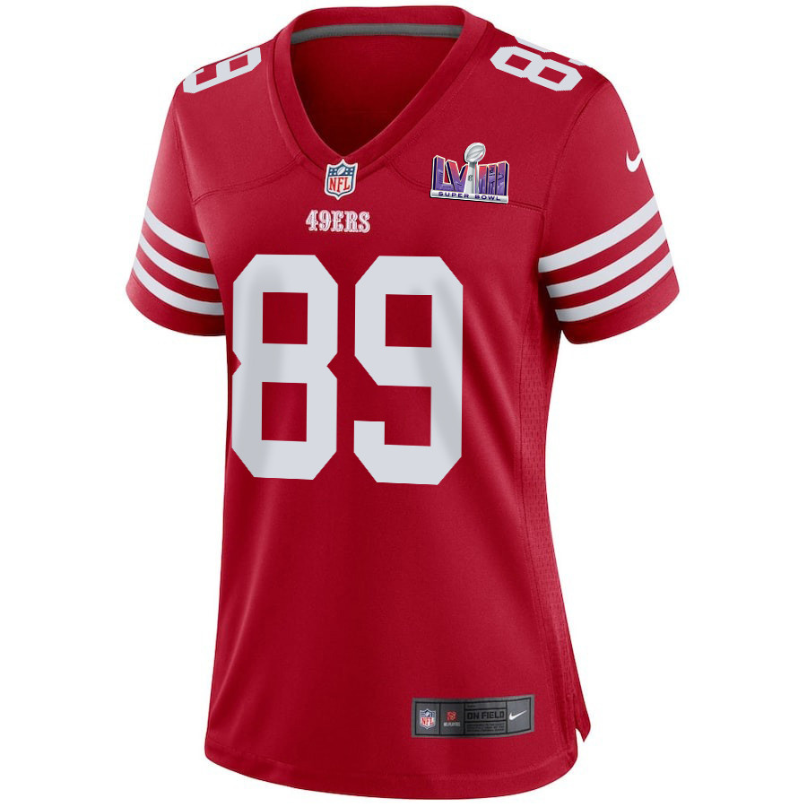 Charlie Woerner 89 San Francisco 49ers Super Bowl LVIII Patch Game Women Jersey - Scarlet JS6885 nicesnker - Image 2