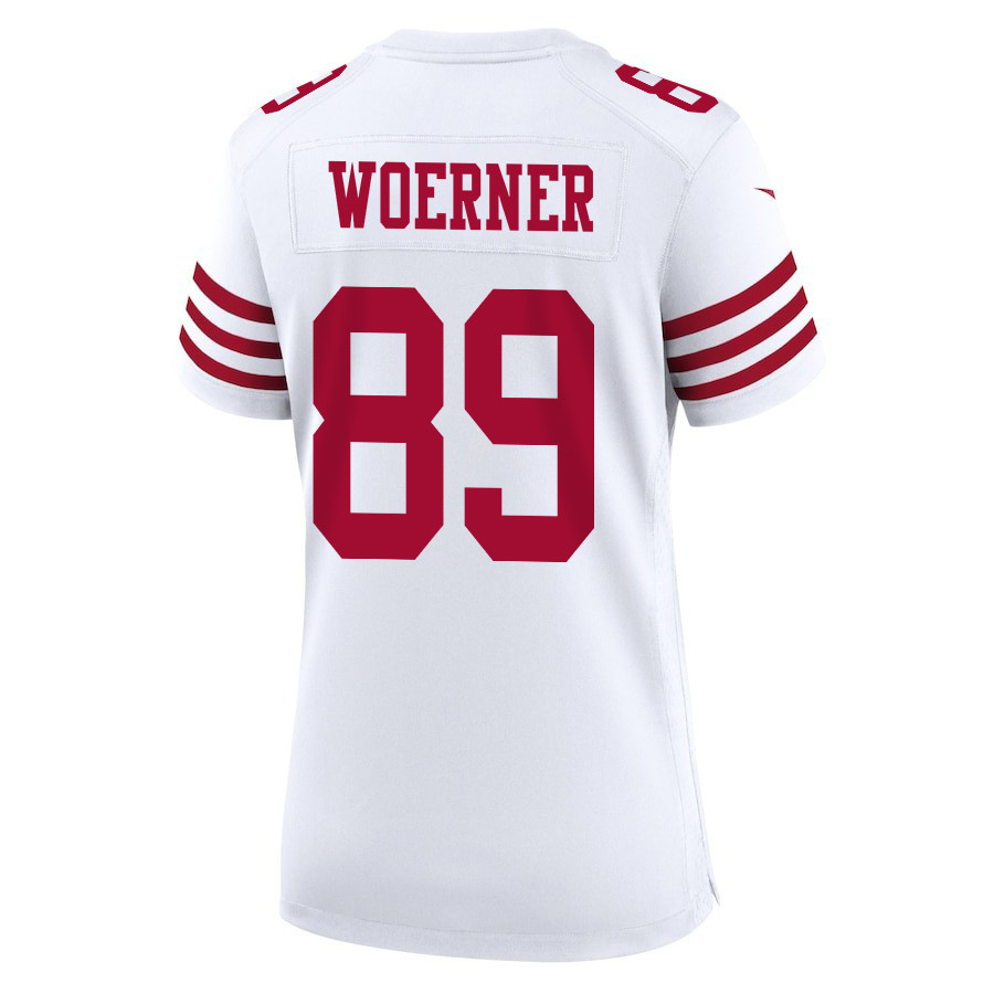 Charlie Woerner 89 San Francisco 49ers Super Bowl LVIII Patch Game Women Jersey - White JS4219 nicesnker - Image 3