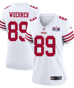 Charlie Woerner 89 San Francisco 49ers Super Bowl LVIII Patch Game Women Jersey - White JS4219 nicesnker