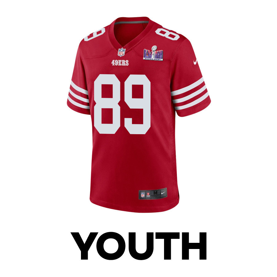 Charlie Woerner 89 San Francisco 49ers Super Bowl LVIII Patch Game YOUTH Jersey - Scarlet JS1403 nicesnker - Image 2