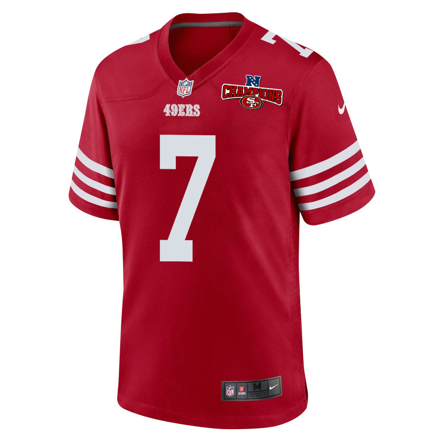 Charvarius Ward 7 San Francisco 49ers NFC Champions Patch Game Men Jersey - Scarlet JS6587 nicesnker - Image 2
