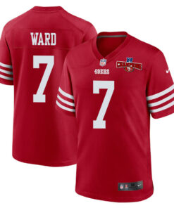 Charvarius Ward 7 San Francisco 49ers NFC Champions Patch Game Men Jersey - Scarlet JS6587 nicesnker