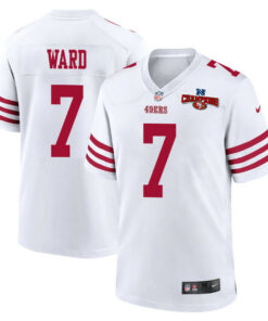 Charvarius Ward 7 San Francisco 49ers NFC Champions Patch Game Men Jersey - White JS6578 nicesnker