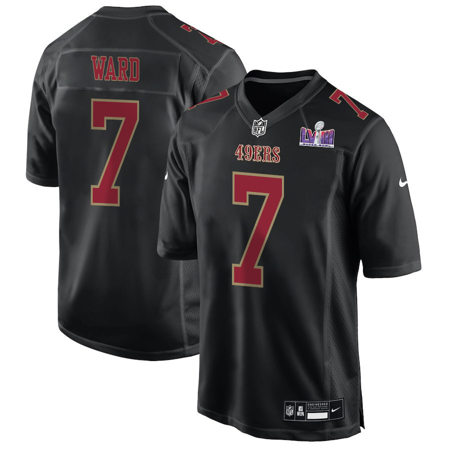 Charvarius Ward 7 San Francisco 49ers Super Bowl LVIII Patch Fashion Game Men Jersey - Carbon Black JS6278 nicesnker