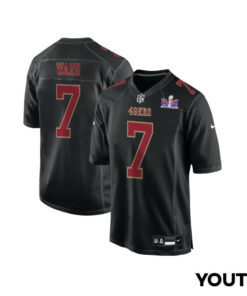 Charvarius Ward 7 San Francisco 49ers Super Bowl LVIII Patch Fashion Game YOUTH Jersey - Carbon Black JS2654 nicesnker