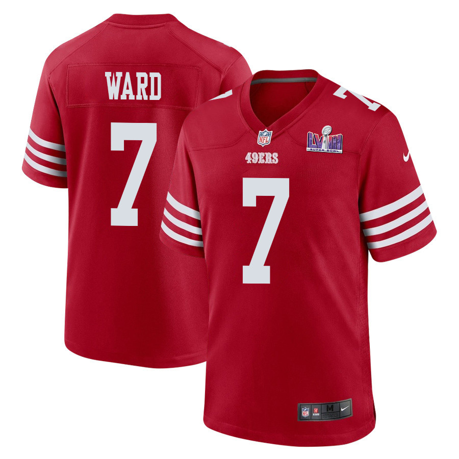 Charvarius Ward 7 San Francisco 49ers Super Bowl LVIII Patch Game Men Jersey - Scarlet JS4881 nicesnker