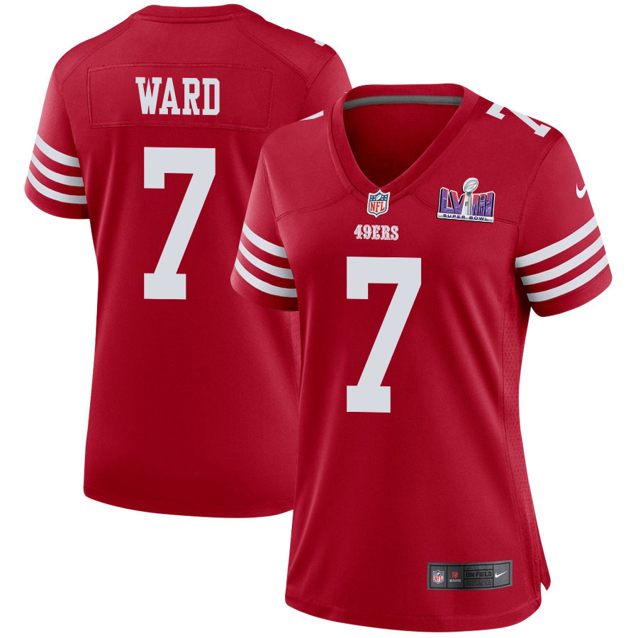Charvarius Ward 7 San Francisco 49ers Super Bowl LVIII Patch Game Women Jersey - Scarlet JS3363 nicesnker