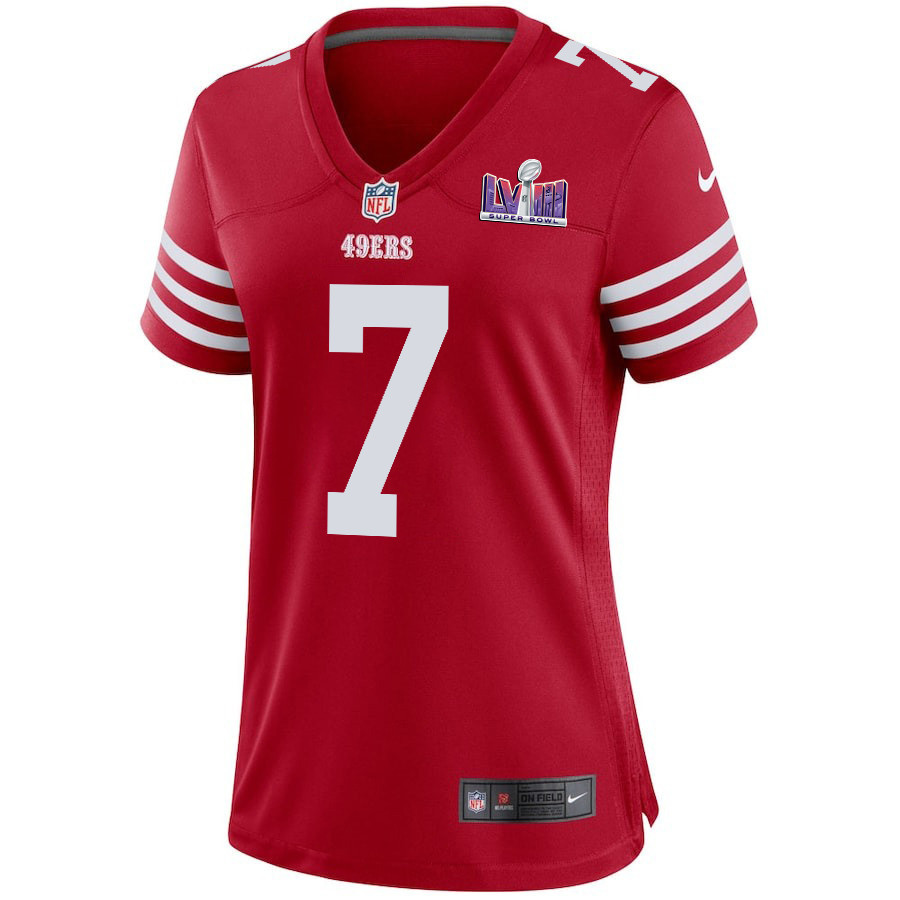 Charvarius Ward 7 San Francisco 49ers Super Bowl LVIII Patch Game Women Jersey - Scarlet JS3363 nicesnker - Image 2