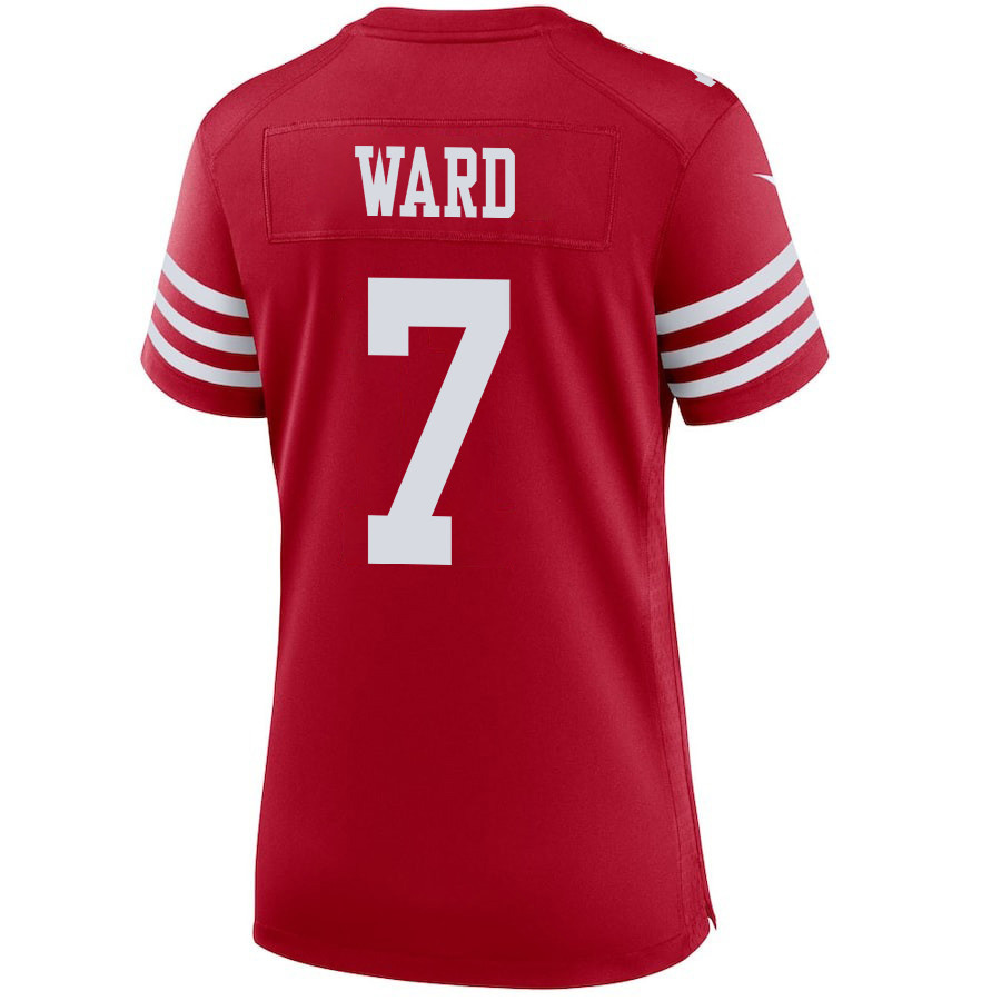 Charvarius Ward 7 San Francisco 49ers Super Bowl LVIII Patch Game Women Jersey - Scarlet JS3363 nicesnker - Image 3