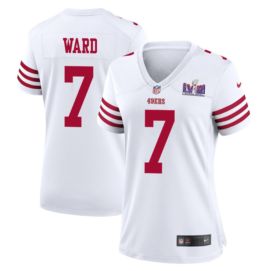 Charvarius Ward 7 San Francisco 49ers Super Bowl LVIII Patch Game Women Jersey - White JS1801 nicesnker