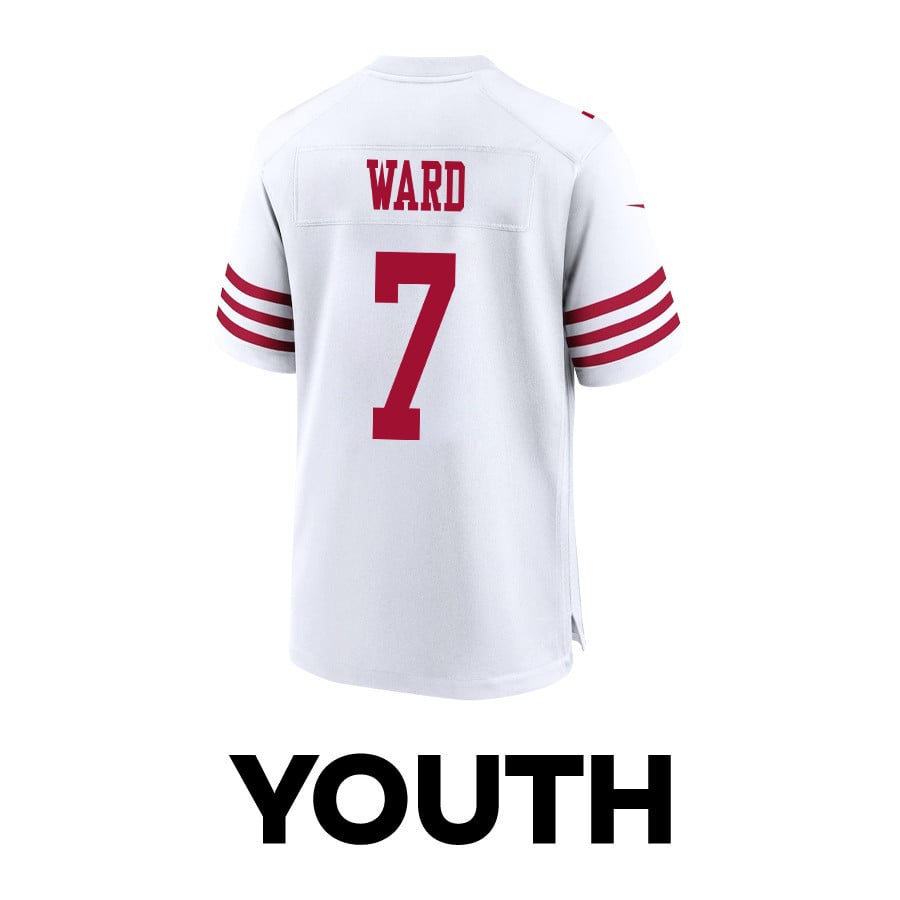 Charvarius Ward 7 San Francisco 49ers Super Bowl LVIII Patch Game YOUTH Jersey - White JS2163 nicesnker - Image 3