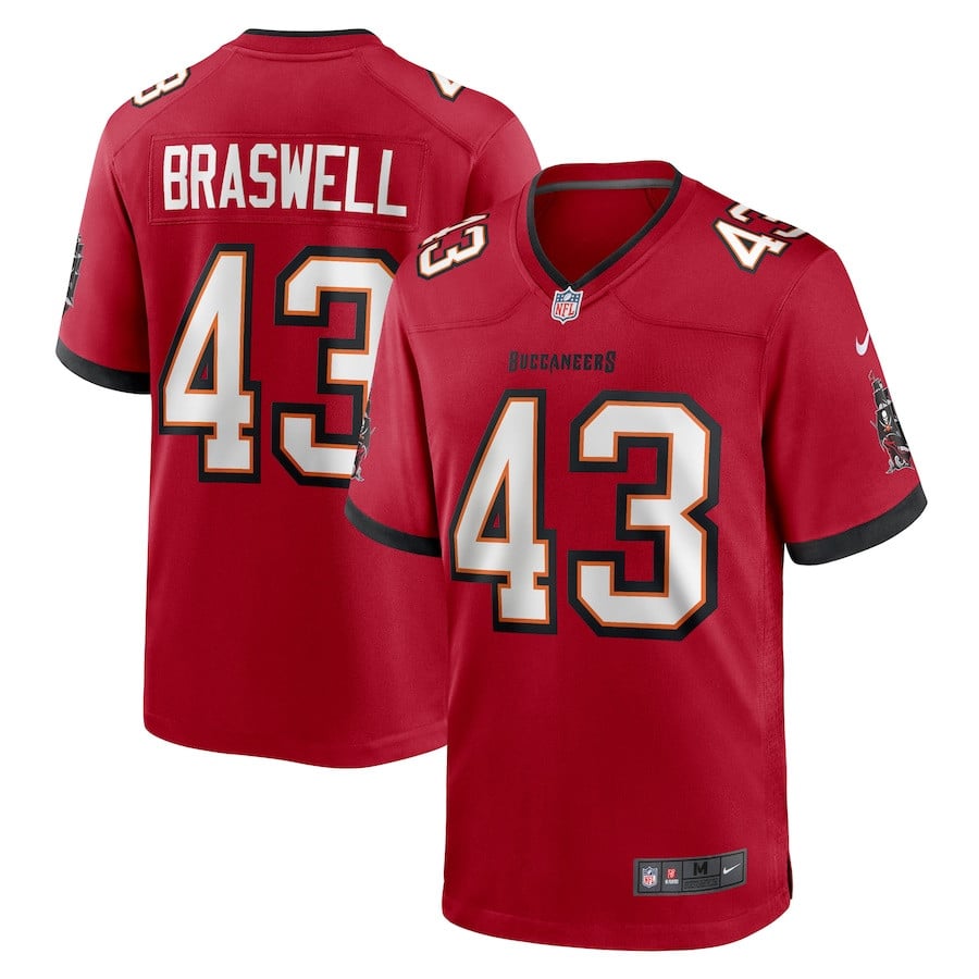 Chris Braswell 43 Tampa Bay Buccaneers Game Men Jersey - Red JS6639 nicesnker