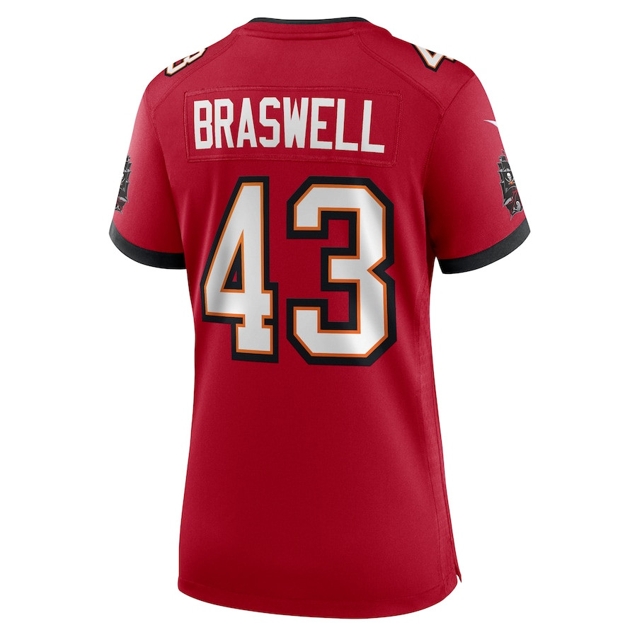 Chris Braswell 43 Tampa Bay Buccaneers Women's Game Jersey - Red JS1318 nicesnker - Image 3