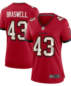 Chris Braswell 43 Tampa Bay Buccaneers Women's Game Jersey - Red JS1318 nicesnker