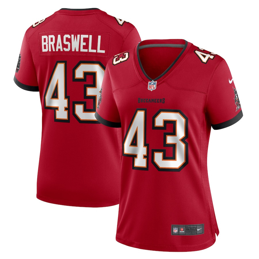 Chris Braswell 43 Tampa Bay Buccaneers Women's Game Jersey - Red JS1318 nicesnker