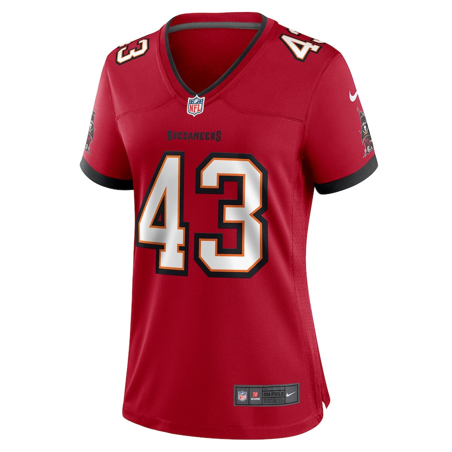 Chris Braswell 43 Tampa Bay Buccaneers Women's Game Jersey - Red JS1318 nicesnker - Image 2