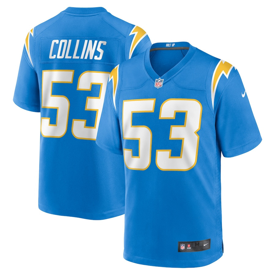 Chris Collins 53 Los Angeles Chargers Team Game Men Jersey - Powder Blue JS8543 nicesnker