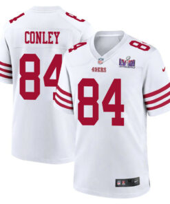 Chris Conley 84 San Francisco 49ers Super Bowl LVIII Patch Game Men Jersey - White JS6651 nicesnker