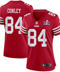 Chris Conley 84 San Francisco 49ers Super Bowl LVIII Patch Game Women Jersey - Scarlet JS7120 nicesnker