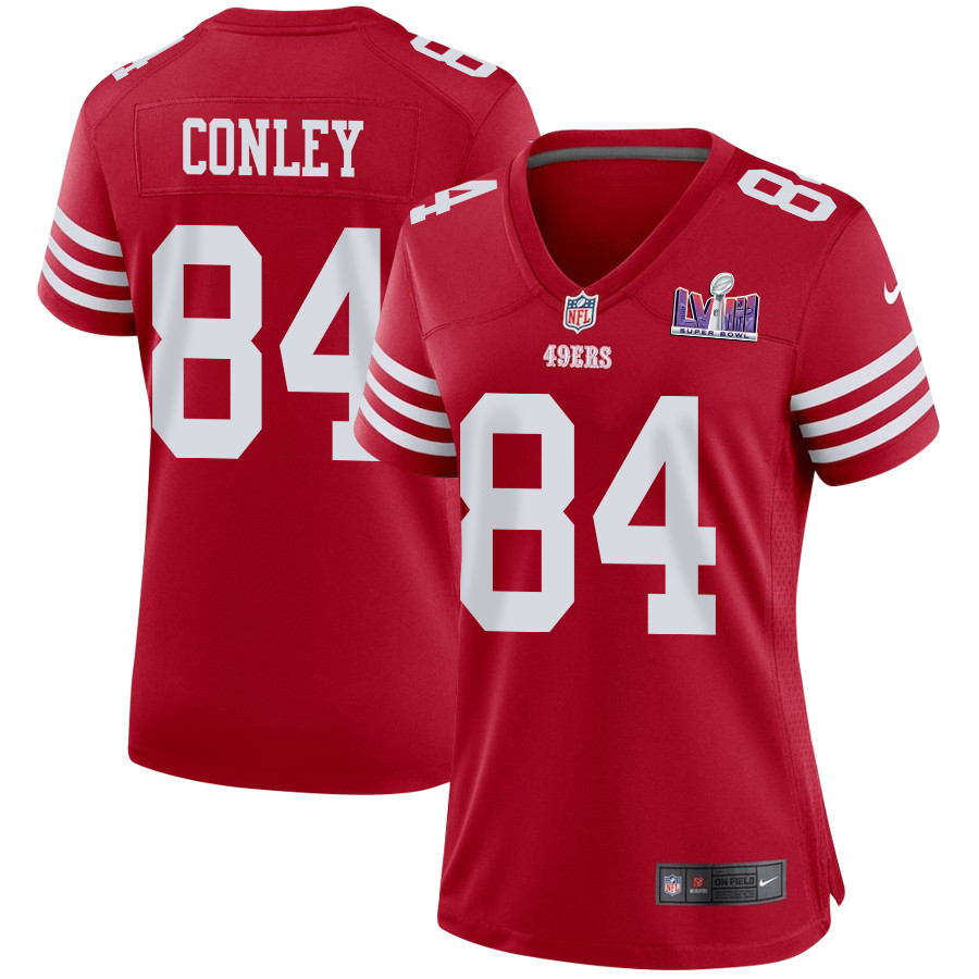 Chris Conley 84 San Francisco 49ers Super Bowl LVIII Patch Game Women Jersey - Scarlet JS7120 nicesnker