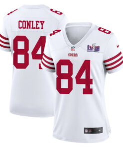 Chris Conley 84 San Francisco 49ers Super Bowl LVIII Patch Game Women Jersey - White JS6120 nicesnker