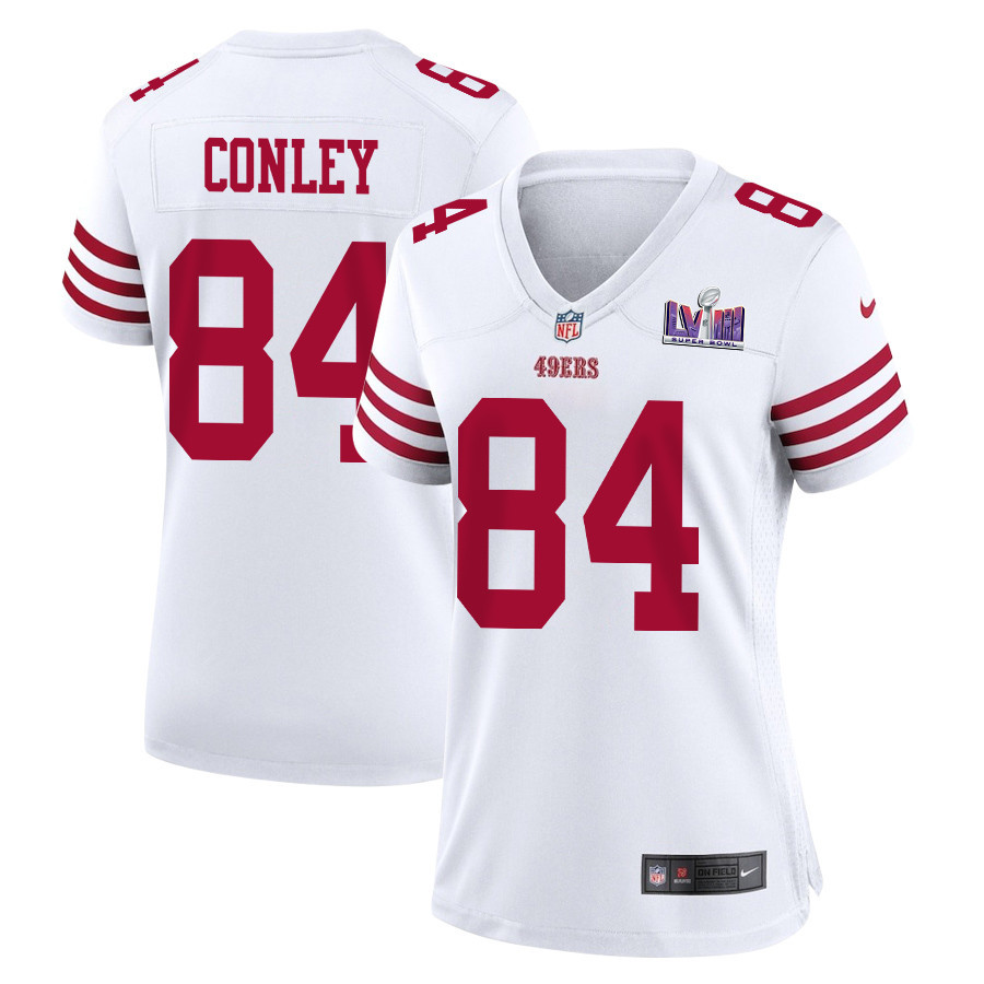 Chris Conley 84 San Francisco 49ers Super Bowl LVIII Patch Game Women Jersey - White JS6120 nicesnker