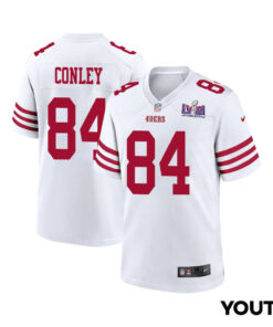 Chris Conley 84 San Francisco 49ers Super Bowl LVIII Patch Game YOUTH Jersey - White JS4744 nicesnker