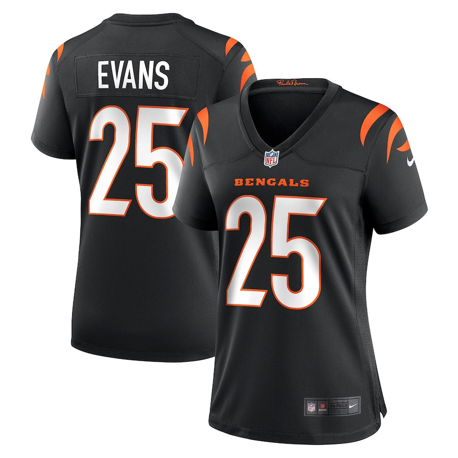 Chris Evans 25 Cincinnati Bengals Women Game Jersey - Black JS3102 nicesnker