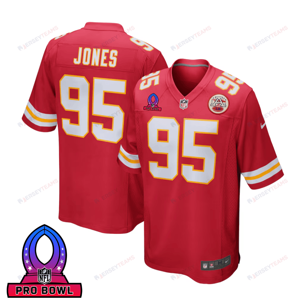 Chris Jones 95 Kansas City Chiefs 2025 Pro Bowl Patch Game Men Jersey - Red JS6679 nicesnker