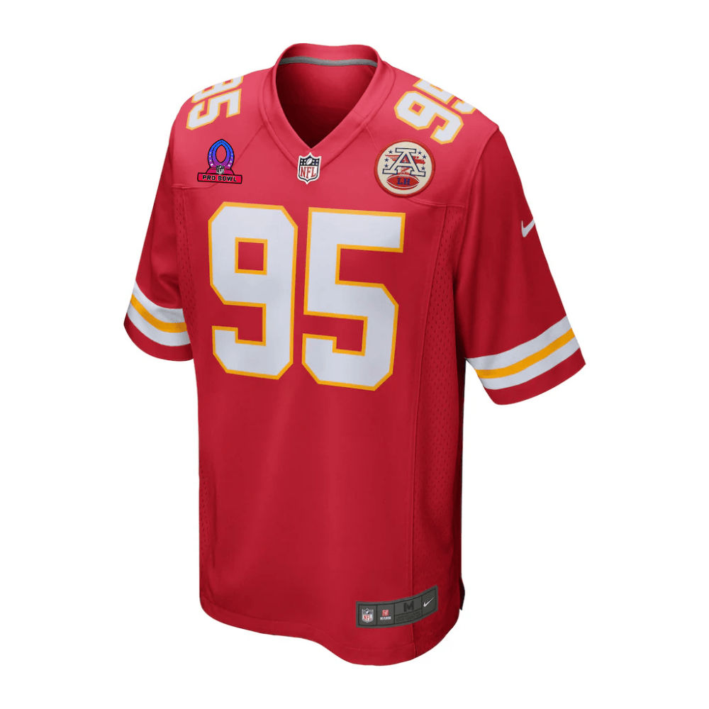 Chris Jones 95 Kansas City Chiefs 2025 Pro Bowl Patch Game Men Jersey - Red JS6679 nicesnker - Image 2