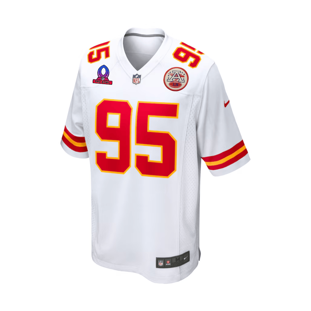 Chris Jones 95 Kansas City Chiefs 2025 Pro Bowl Patch Game Men Jersey - White JS9617 nicesnker - Image 2