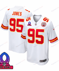 Chris Jones 95 Kansas City Chiefs 2025 Pro Bowl Patch Game Men Jersey - White JS9617 nicesnker