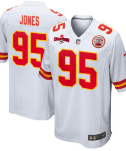 Chris Jones 95 Kansas City Chiefs AFC Champions Patch Game Men Jersey - White JS6506 nicesnker