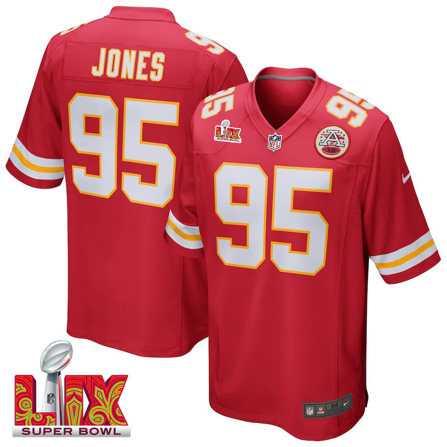 Chris Jones #95 Kansas City Chiefs Super Bowl LIX Jersey - Men's - Red JS4033 nicesnker