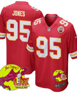 Chris Jones 95 Kansas City Chiefs Super Bowl LIX New Orleans Patch Game Men Jersey - Red JS9222 nicesnker