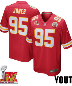 Chris Jones #95 Kansas City Chiefs Super Bowl LIX YOUTH Jersey - Red JS2625 nicesnker