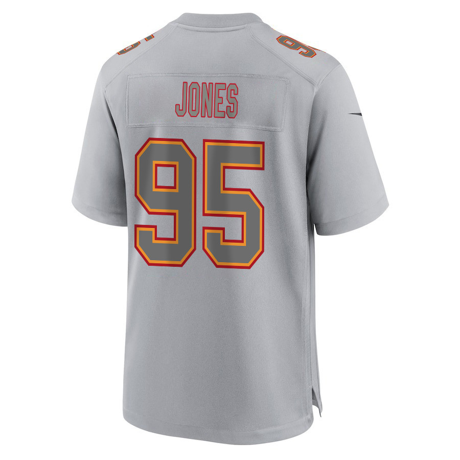Chris Jones 95 Kansas City Chiefs Super Bowl LVIII Champions 4 Stars Patch Atmosphere Fashion Game Men Jersey - Gray JS9545 nicesnker - Image 3