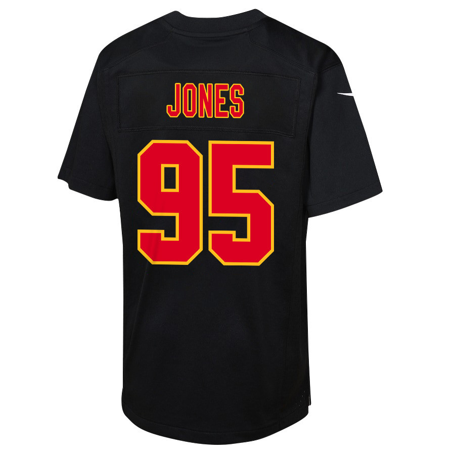 Chris Jones 95 Kansas City Chiefs Super Bowl LVIII Champions 4 Stars Patch Fashion Game YOUTH Jersey - Carbon Black JS7505 nicesnker - Image 3