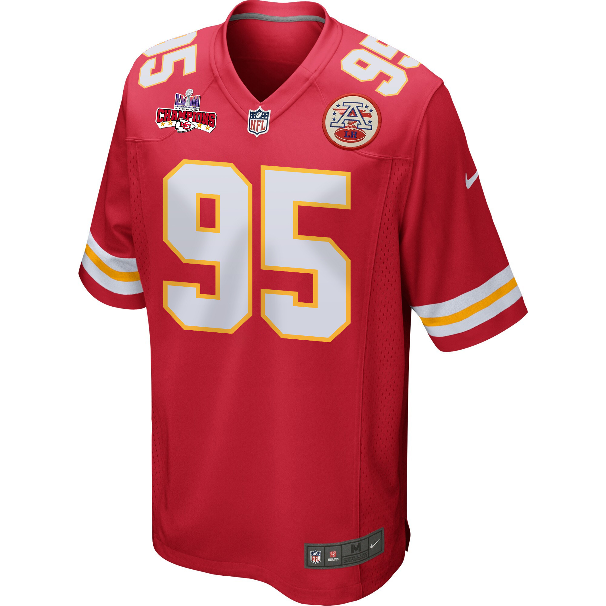 Chris Jones 95 Kansas City Chiefs Super Bowl LVIII Champions 4 Stars Patch Game Men Jersey - Red JS4877 nicesnker - Image 2