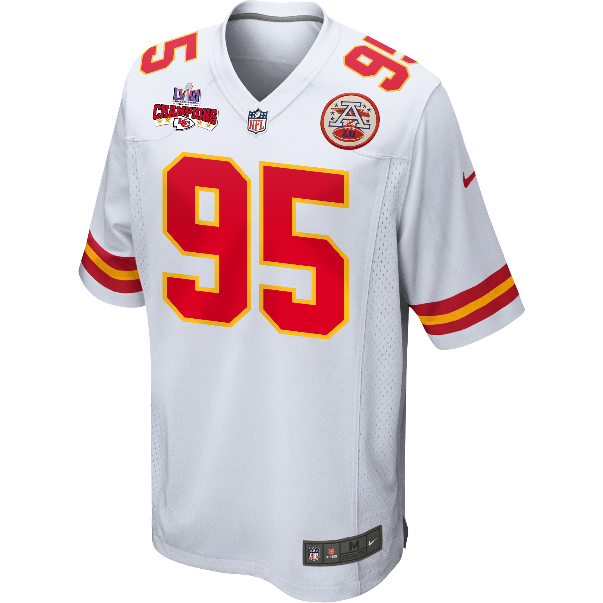 Chris Jones 95 Kansas City Chiefs Super Bowl LVIII Champions 4 Stars Patch Game Men Jersey - White JS6487 nicesnker - Image 2