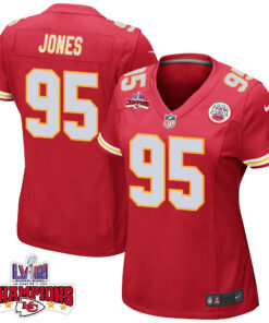 Chris Jones 95 Kansas City Chiefs Super Bowl LVIII Champions 4 Stars Patch Game Women Jersey - Red JS2813 nicesnker