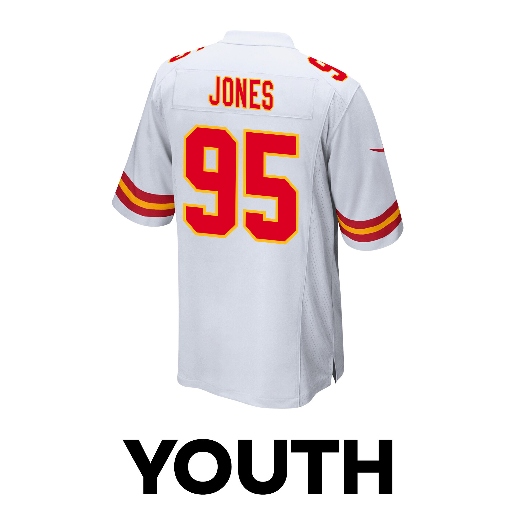 Chris Jones 95 Kansas City Chiefs Super Bowl LVIII Champions 4 Stars Patch Game YOUTH Jersey - White JS1717 nicesnker - Image 3