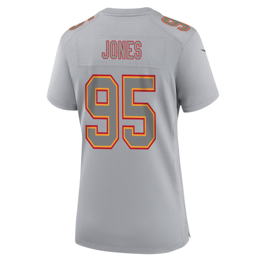 Chris Jones 95 Kansas City Chiefs Super Bowl LVIII Champions 4X Atmosphere Fashion Game Women Jersey - Gray JS3598 nicesnker - Image 3